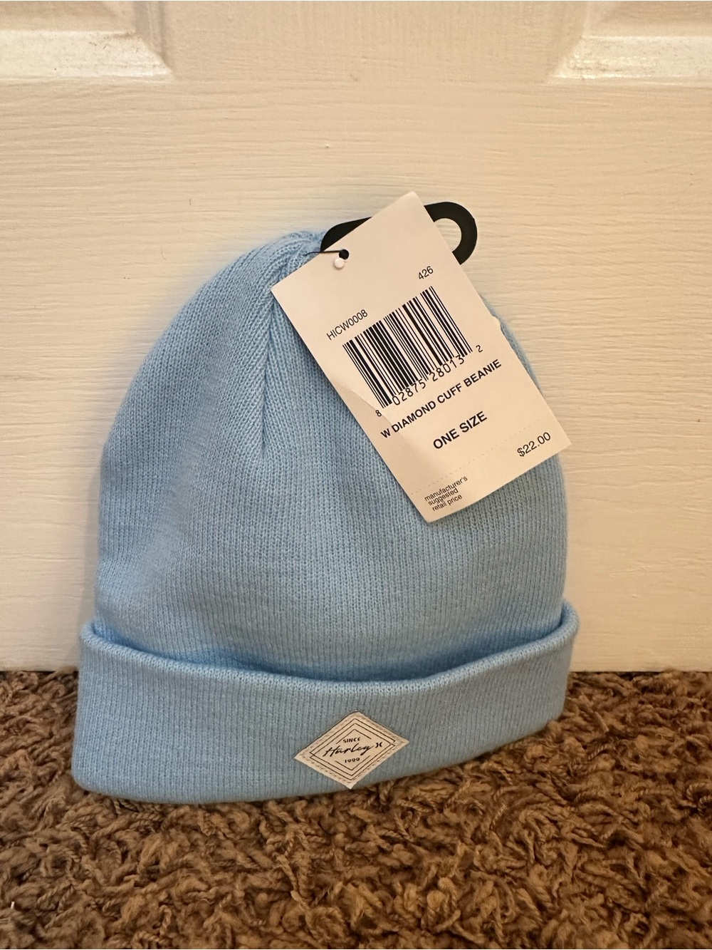 Hurley Kids Light Blue Diamond Cuff Beanie